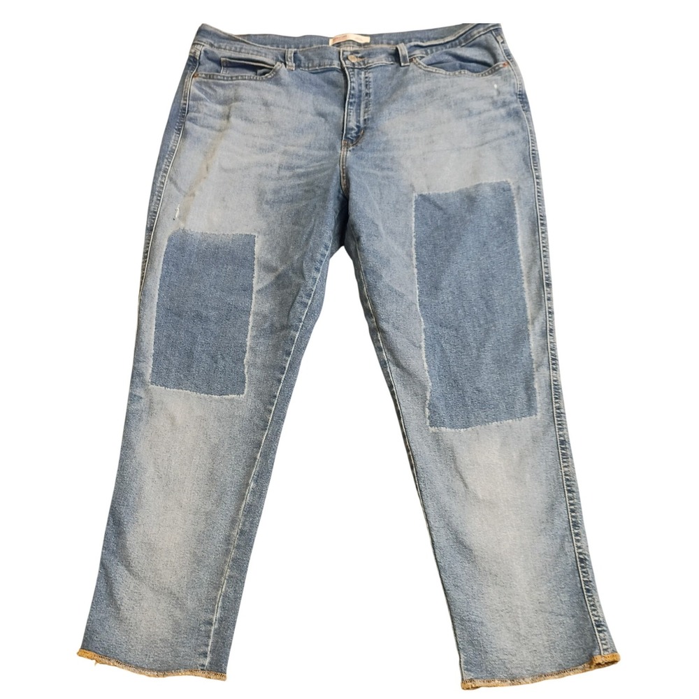 Signature Levi Strauss Heritage Boyfriend Jeans Womens 18W Light Wash Patchwork